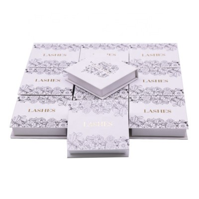 Wholesale square shape interior white eyelashes package box custom logo contact sale