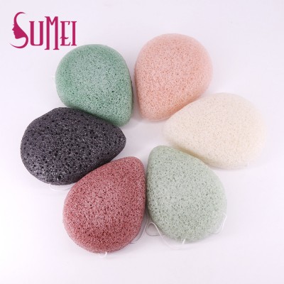 100% Natural Organic Activated Bamboo Charcoal Facial Skin Care Konjac Sponge